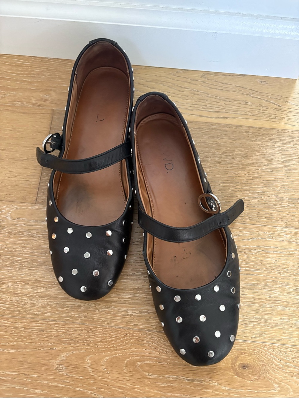 Black Studded Mary Jane Flats